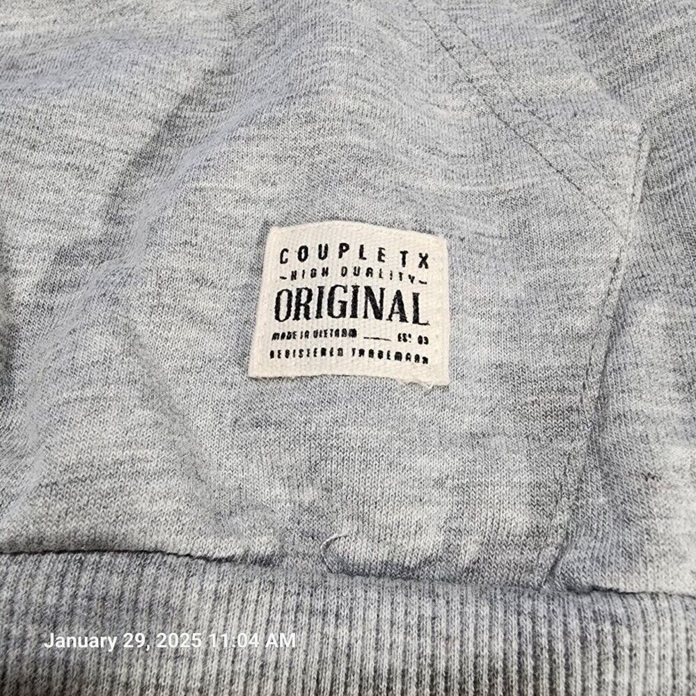 Couple TX Sweatshirt Hoodie Women's Sz Medium Grey Stripe Sleeve Kangaroo Pocket - Picture 5 of 9